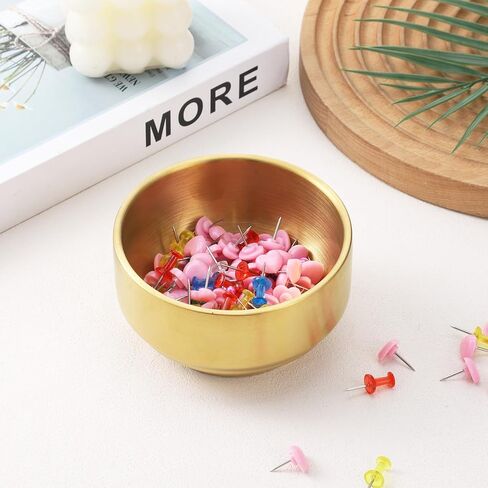 Paper Clip Holder for Desk Stainless Steel Paperclip Holder Round Gold Office Desk Accessories Gold Desks Accessories Cute Elegant Desks Organizer for Binder Clips in Kuwait