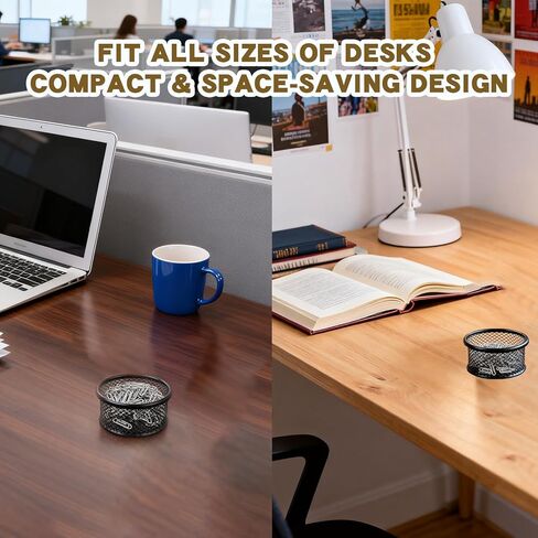 2 Pcs Paper Clip Holder Mesh Desk Organizer with Pen Tray Binder Clips Dispenser Sturdy Metal Storage Tray for Office Desktop Accessories Organizing Paperclips Pens and Small Supplies in Kuwait