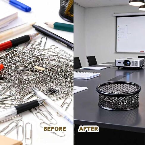2 Pcs Paper Clip Holder Mesh Desk Organizer with Pen Tray Binder Clips Dispenser Sturdy Metal Storage Tray for Office Desktop Accessories Organizing Paperclips Pens and Small Supplies in Kuwait