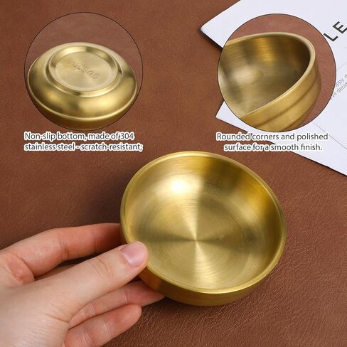 Gold PaperClip Holder, Gold Stainless Steel Paper Clip Organizer for Desk Binder Clips Holder Bowls with Non-Slip Base for Holding Small Parts Office Accessories in Kuwait