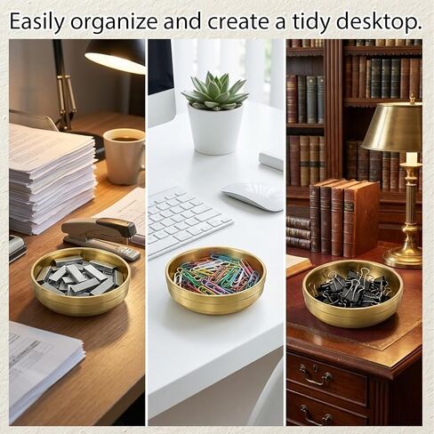 Gold PaperClip Holder, Gold Stainless Steel Paper Clip Organizer for Desk Binder Clips Holder Bowls with Non-Slip Base for Holding Small Parts Office Accessories in Kuwait