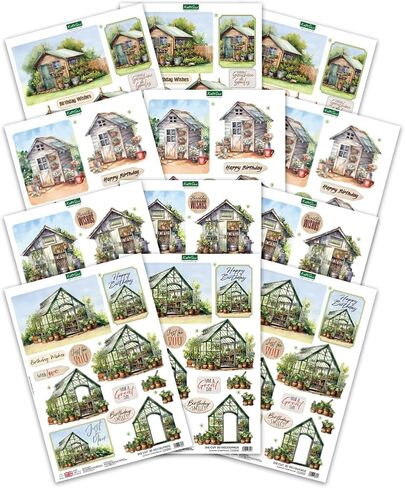 Katy Sue Die Cut Decoupage – Gardener's Choice (Pack of 12) – Garden Themed Designs for Layered Card Making – Premium 150gsm Paper – UK Made Card Making in Kuwait