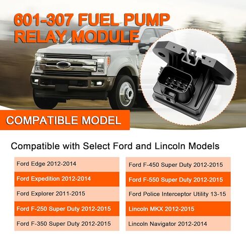 601-307 Fuel Pump Relay Module Compatible with Select Ford and Lincoln Models,Fit for Ford Edge Expedition F-250 F-350 F-450 F-550 and Lincoln MKX Navigator Models,Replacement for 601-307 in Kuwait
