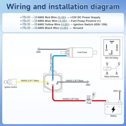ELFCULB Fuel Pump Relay Wiring Kit, 12V 40A Relay - Compatible with 2011-2013 Chrysler Town & Country Ram 1500 Dodge Durango Jeep Grand Cherokee, Replace CBWPR091AA 68269523AD in Kuwait
