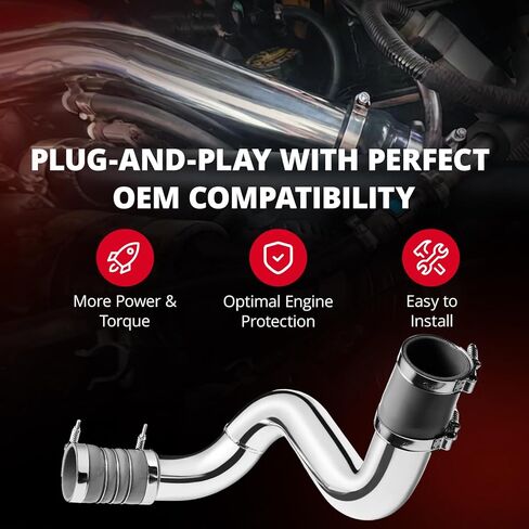 أنابيب المبرد الداخلي EVIL ENERGY متوافقة مع 2003-2007 Ford F250 F350 F450 F550 6.0L Powerstroke، مجموعة أنابيب المبرد الداخلي من الألومنيوم الجانب الساخن والبارد، فضي in Kuwait