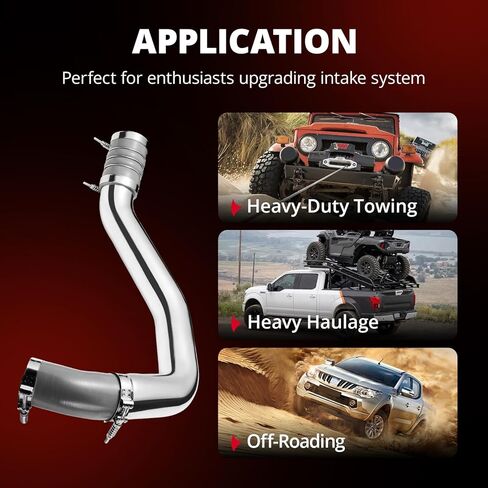 أنابيب المبرد الداخلي EVIL ENERGY متوافقة مع 2003-2007 Ford F250 F350 F450 F550 6.0L Powerstroke، مجموعة أنابيب المبرد الداخلي من الألومنيوم الجانب الساخن والبارد، فضي in Kuwait
