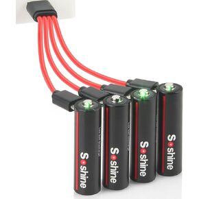 Rechargeable Lithium AA Batteries - USB C AA Battery 1.5V 3500mWh Charges 2 Hours,with 4-in-1 USB-C Charging Cable, 4-Pack