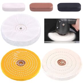 Swpeet 6Pcs 6 Inch Buffing Polishing Wheels with 3 Colors Polishing Compounds Kit, Including Flannel (30 Ply), Cotton (40 Ply), Yellow Buffing Wheel (30 Ply) Polish Pad with 1/2" Arbor Wheels