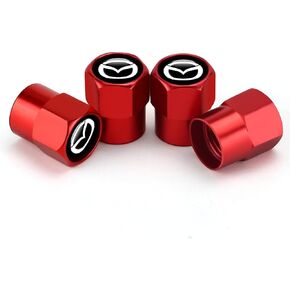 Hisport Hex 016 Red 4pcs Universal Car Tire Valve Stem Caps Air Cover Fit Mazda Accessories