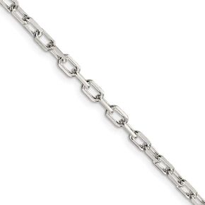 The Black Bow 3.5mm Sterling Silver D/C Solid Elongated Cable Chain Necklace