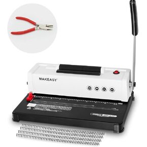MAKEASY Spiral Binding Machine, 12 Sheets Punch Capacity, Electric Coil Insert, Book Binder Machine for A4/A5/Letter Size Paper, Come with 1 Box pcs 5/16'' Coils & Pliers