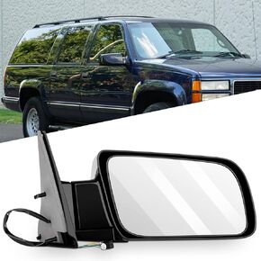 Passenger Side View Mirror Fit for 1992-1994 For Chevy Blazer 1988-1999 Pickup Truck 1992-1999 Suburban 1995-2000 Tahoe Power Operated Manual Fold Non-heated Exterior Mirror GM1321122