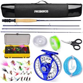 Fly Fishing Rod and Reel Combo - Fly Fishing Full Kit - 4 Piece Fly Rod Complete Starter Package Outfit - Fly Rod Fly Reel with Travel Case 9' 5/6#