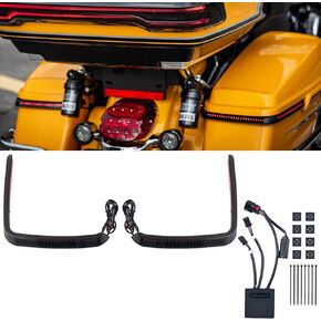 مصابيح Advanblack Saddlebag Lights LED Hy-per Tail Light مناسبة لـ 2014+ Harley Touring FLH - مدخن - إشارات الانعطاف الحمراء المتتابعة للجري/الفرامل