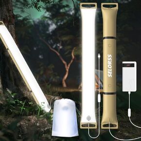 SELORSS Portable Inflatable Folding Outdoor Camping Light, IP66 Waterproof with USB Plug for Camping, Hiking, Traveling and Other Outdoor Environments(Khaki)