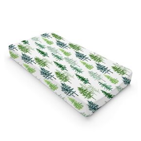 Watercolor Green Pine Trees Changing Pad Covers Winter Pine Forest Christmas Diaper Change Table Cover Sheets for Boys Girls Soft Breathable Stretchy Snug Fitted Changing Mat Sheets 32''x16''