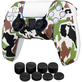 TNP Controller Cover Skin Case + 8 Thumb Grips Set Compatible with Sony PS5 PlayStation 5 - Protective Soft Silicone Gel & Anti-Slip Stick Caps Accessories for Video Games Gamepad (US Dollar)