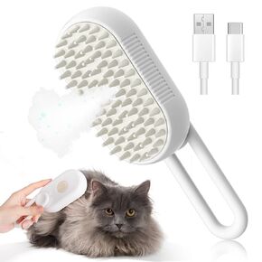 3 In 1 Pet Brush with Steam for Removing Tangled Hair from Dogs and Cats (Khaki)