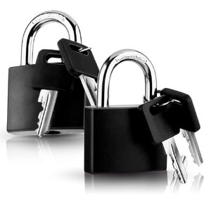 2 Pcs Aluminum Padlocks with Keys, Anti-Rust Solid Keyed Locks Heavy Duty Weatherproof Lock Locker Padlocks Small Outdoor Pad Lock for School Gym Locker Fence Gate Garage Shed(Black)
