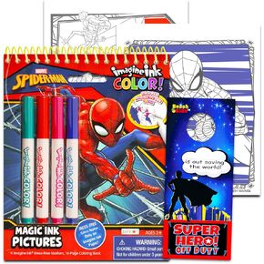 Spiderman Mess Free Coloring Book for Kids - Travel Toys for Toddlers Bundle with Spiderman Mess-Free Imagine Ink Coloring Pad with Markers, More | Spiderman Activity Set