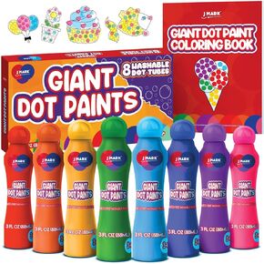 J MARK Jumbo Washable Dot Markers for Toddlers –Dabbers (3 Oz each) with Educational Activity Book – Dot Markers Washable -Easy Grip Bingo Daubers for kids, Arts Crafts Dot Markers for Kids