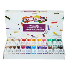 Colorations Washable Chubby Markers Classroom Value Pack, 24 Colors, Non Toxic| Bulk School Supplies For Kids, Coloring Set, Kindergarten Must Haves, Preschool Essentials, Multicolor, Set of 256