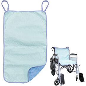 Highly Absorbent Incontinence Wheelchair Pad for Elderly, 4-Layer Soft Washable and Reusable Seat Waterproof Pad with Two Loop Handles, 18.9"X33.9" (Blue Pack of 1 pc)