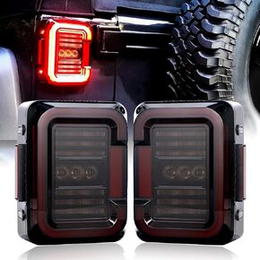 AMONLY LED Tail Light Compatible with Jeep Wrangler JK JKU 2007-2018, Clear Lens 20W Reverse Lights Brake Rear Back Up Lights Daytime Running Lights, Bulid-in EMC, DOT Approved, 2 PCS