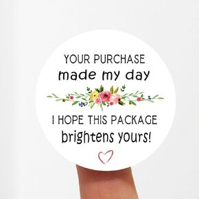 120pcs "Your Purchase Made My Day" Thank You Stickers - Decorative Business Labels, Self-Adhesive Round Circle Thank You Labels for Envelope Bag Seals