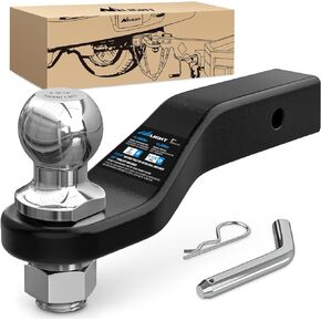 Nilight Forged Trailer Hitch Mount with 2-5/16-Inch Ball Fits 2 Inch Receiver Square 5/8" Hitch Pin Clip 15000 lbs 2" Drop, 1-1/4" Hole, Gloss Black Powder Coat, 2 Years Warranty