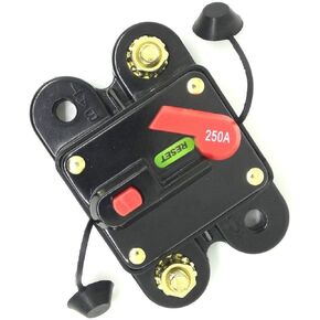 Circuit Breaker 250amp with Manual Reset Home Solar System Fuse Holder for Car Audio and Amps Protection 12V-24V DC Reset Fuse Inverter Replace Fuses