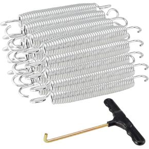 30 حزمة من نوابض الترامبولين مقاس 6.5 بوصة، نوابض بديلة للترامبولين من الصلب المجلفن شديدة التحمل، مجموعات بديلة عالية الشد مع خطاف على شكل حرف T للترامبولين، سرير القفز، فضي in Kuwait