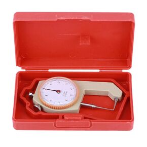 Thickness Gauge, Silver 0-10mm Precision Accuracy Round Dial Indicator Thickness Gauge 0.1mm Resolution(Curved tip)