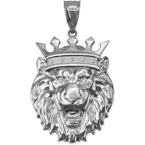 Sterling Silver Mens Lion King Hip-Hop DC Pendant