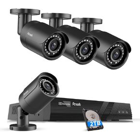 4K Security Camera System PoE, 4X 8MP Wired Home Bullet IP PoE Cameras with Mic, AI Human Vehicle Detection, 100ft IR Night Vision, 4K 8 Channel NVR 2TB HDD for 24/7 Recording, PB37F30408-8M