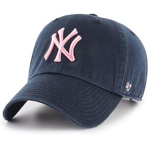 '47 MLB Navy Pink Primary Logo Clean Up Adjustable Hat Cap, Adult One Size
