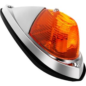Universal Teardrop Cab Marker Lights Amber Light Cab Top Roof Running Lights Truck Semi Trailer Cab Light Fit for Kenworth/Peterbilt/Freightliner/Mack/Western Star Truck Trailer (5 pcs)