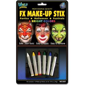 Wolfe Bright Face Paint Makeup Stix (6/box)
