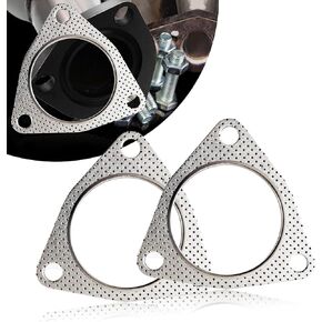 2pcs Car Exhaust Flange Gasket, Upgrade 3-inch Triangular Exhaust Pipe Flange Interface Gasket with 3 Holes, Replacements Accessories for Cars Suvs Trucks (Silver)