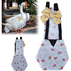Pet Chicken Duck Diapers, Washable Reusable and Adjustable Nappy Poultry Cloth for Goose Duck Hen Chicken Health Supplies（L Blue Flower）