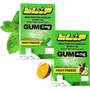 NRT Nicotine Gum (120 Count) - 2mg Mint Freeze Flavor (20 Count) and 4mg Fruit Freeze (100 Count - Help Quit Smoking Aid, Reduce Cravings - Nicotine Replacement (FSA/HSA)