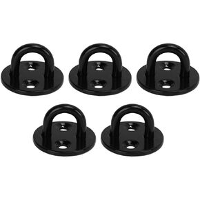 5 Pcs 304 Stainless Steel Pad Eye Plate Hook, Round Heavy Duty Fixed Pad Eye Plate, Thickened Black Wall Mount Ring Hooks, Ceiling Pad Eye Plate U Shaped Hook Ceiling Mount Hanger(5mm)