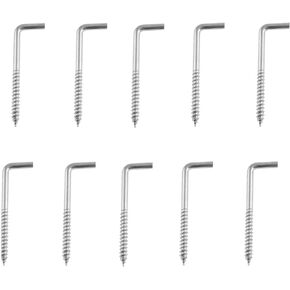 10PCS 70X22mm Silver Carbon Steel Metal Right Angle Hook 7-Shaped Screw Hook Self-Tapping Screw Hook L-Shaped Hook