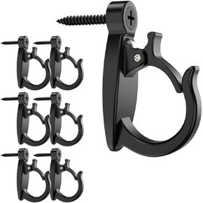 Hanger Hooks,String Light Hooks,Screw-in Hooks for Hanging String Lights and Wire,Wind Chimes,Plastic,Black,20 Pack