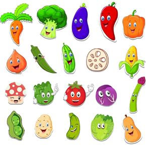 20 Pieces Vegetables Thick Gel Clings for Kids Gel Window Clings Reusable Glass Cute Vegetable Stickers for Refrigerator Home Decoration