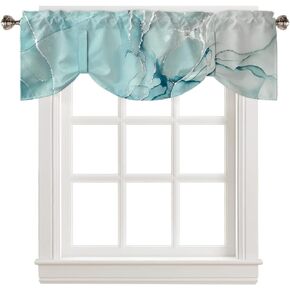 Marble Black Valances for Windows Black White Abstract Marbling Theme Art Painting Rod Pocket Short Window Valance Curtains Home Decor Window Treatment for Kitchen Living Room Bedroom 54x18in