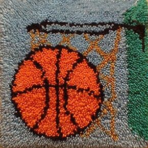 Small Latch Hook Kits Rug for Kids Beginner Basketball Easy Latch Hook kit Tapertry Cushion Embroidery Craft Kits Cartoon DIY Latch Hook Kit Mat Canvas Hobby & Craft 30x30cm