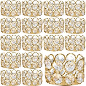 20 Pcs Gold Crystal Votive Candle Holder Tealight Table Centerpieces Elegant Decorative Bling for Wedding Home Decoration, Candle Excluded (Gold)