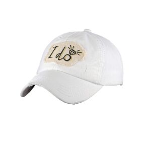 C.C Women's Distressed Vintage Embroidered Patched Bridal Shower Baseball Cap, Bride/White