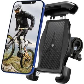 LAZORA Phone Holder for Motorcycle Aluminum Alloy Material Sturdy and Durable Two U-Bolt Base 360°Rotating Suitable for 4.7"- 6.8" Cellphone Material Sturdy and Durable Base Rotating (2816)